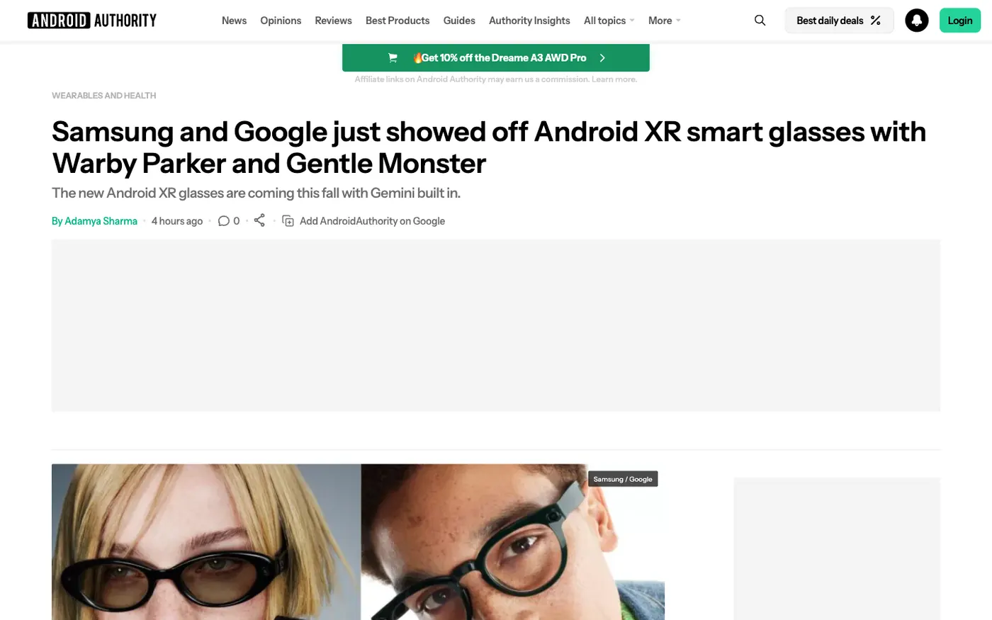 Android Authority 对 Android XR 眼镜的现场报道