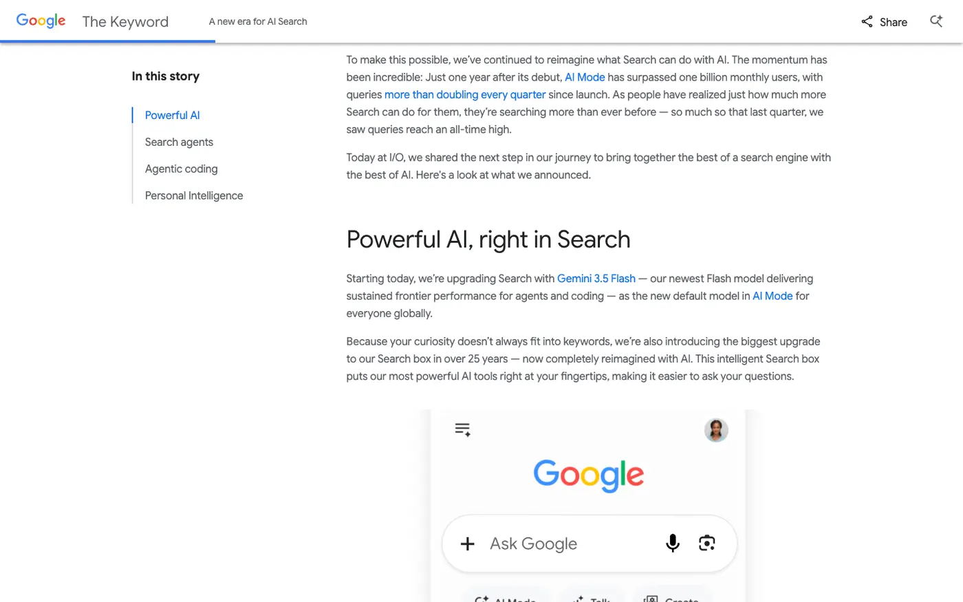 Search 的生成式 UI 示例