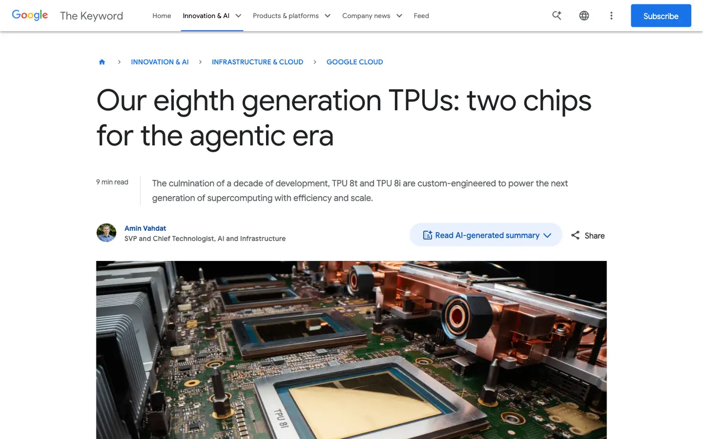 TPU 8 双芯片公告